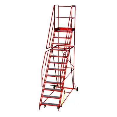 12 Tread HEAVY DUTY Mobile Warehouse Stairs Anti Slip Steps 3.7m Safety Ladder