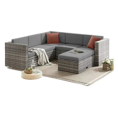 (With Cover) EVRE Monaco GREY Rattan Garden Furniture set