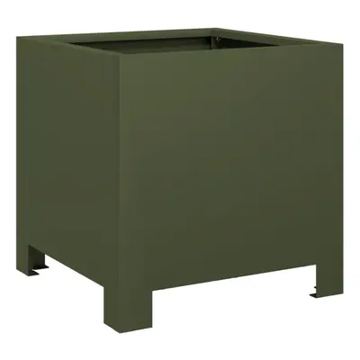 vidaXL Garden Planter Patio Flower Pot Outdoor Planter Box Olive Green Steel