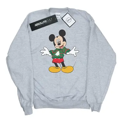 (4XL, Sports Grey) Disney Mens Mickey Mouse Christmas Jumper Stroke Sweatshirt