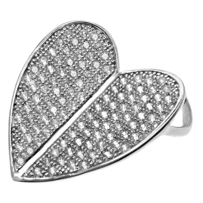 Jewelco London Rhodium Plated Sterling Silver White Cubic Zirconia Love Heart Charm Pendant Neck