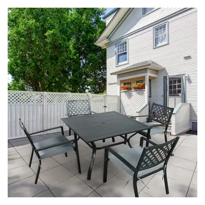 Adlington Black Seat Dining Set with grey seat cushions