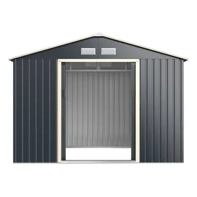 Metal Storage Shed for Garden and Tools w/Sliding Double Lockable Door