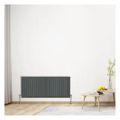 (Horizontal 600x1416mm - Double) NRG Oval Column Designer Radiator Bathroom Central Heating Anth