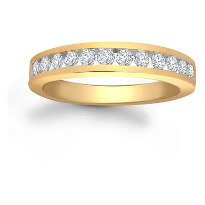 (V) Jewelco London Ladies Solid 9ct Yellow Gold Channel Set Round H I1 0.5ct Diamond Dainty Band