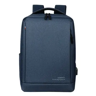 (Blue) 13L School Backpack USB Charging Waterproof Men Shoulder Bag 14inch Laptop Bag for Campin