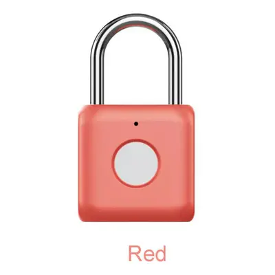 (Red) USB Rechargeable Smart Fingerprint Padlock Door Lock Waterproof Keyless Anti Theft Travel 