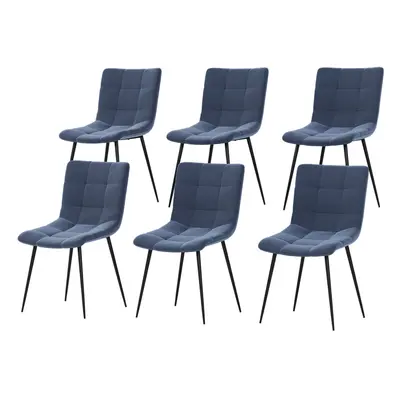 (Blue, 6) Richton Velvet Dining Chair Set Kitchen Home Room