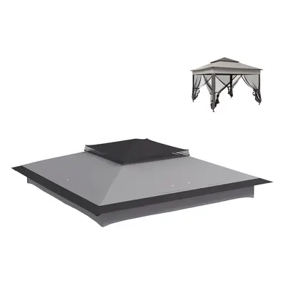 Outsunny 3.25mx3.25m 2-Tier Gazebo Cover Replacement, 30+ UV Protection, Grey