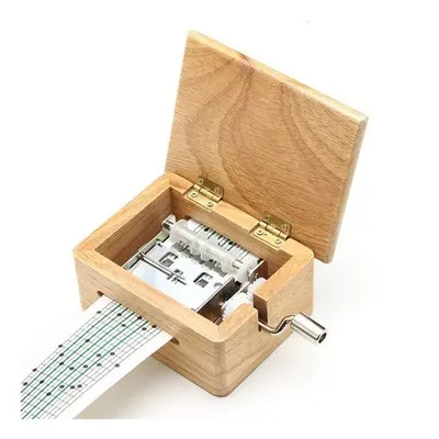 DIY Hand-Cranked Music Box Tone Wooden Box With Hole Puncher And Paper Tapes Birthday Gift Prese