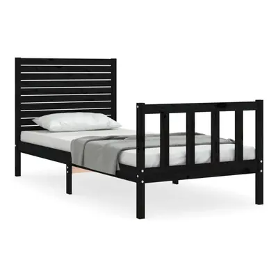 (black, x cm) vidaXL Bed Frame Platform Bed with Headboard White Small Double Solid Wood