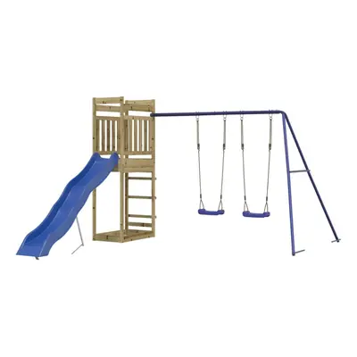 (solid impregnated pinewood) vidaXL Outdoor Playset Garden Playhouse Play Tower Set Impregnated 