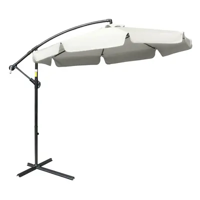 Outsunny 2.7m Garden Cantilever Banana Parasol Sun Shade w/ Crank, Cream White