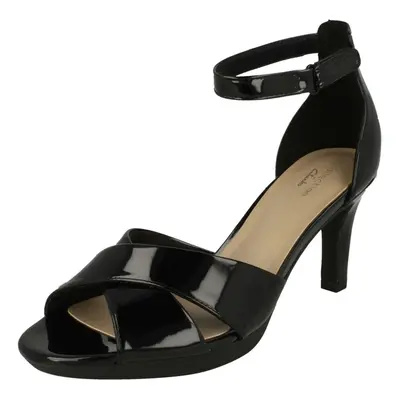 (Black, UK 6) Ladies Clarks Strappy Heeled Sandals Adriel Cove - D Fit