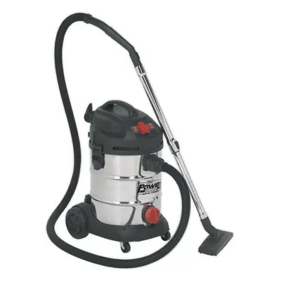 1400W Industrial Wet & Dry Vacuum Cleaner - 30L Steel Drum - Auto Start Feature