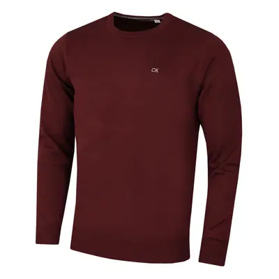 (S, Burgundy) Calvin Klein Mens Crew Neck Cotton Breathable Golf Sweater