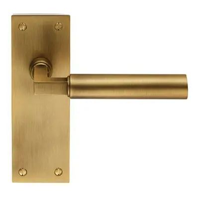 PAIR Round Bar Handle on Slim Latch Backplate x 50mm Antique Brass