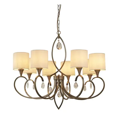 Searchlight Alberto Lights Antique Brass Linen Shades Ceiling Pendant Light