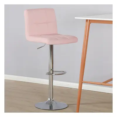 (PU Leather Pink) Charles Jacobs Cube Style Adjustable Breakfast Bar Stool with Footrest