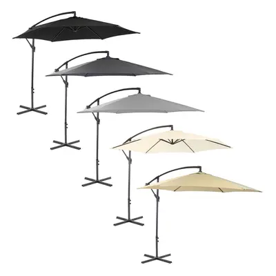 (Light Grey) Charles Bentley 3m Hanging Banana Cantilever Patio Garden Umbrella