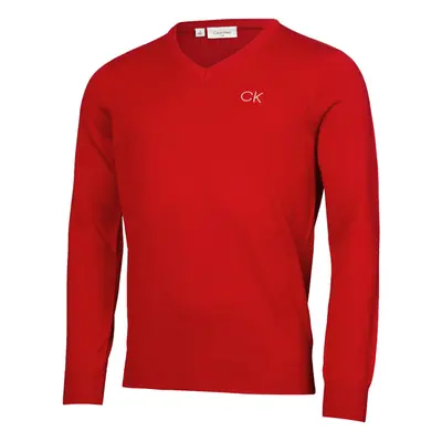 (XL, Red) Calvin Klein Mens V-Neck Tour Durable Comfort Golf Sweater