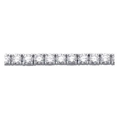 Jewelco London Ladies Rhodium Plated Sterling Silver CZ Claw Eternity Line Tennis Bracelet 3mm 4