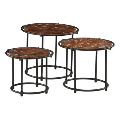 vidaXL Nesting Tables Hall Side Table Coffee Table pcs Solid Wood Reclaimed