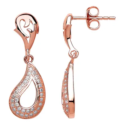 Jewelco London Ladies Rose Gold-Plated Sterling Silver White cubic Zirconia Apostrophe Tear Drop