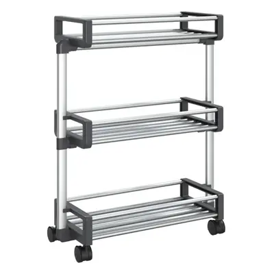 vidaXL Storage Trolley Service Trolley 3-Tier Utility Cart Rack Aluminium