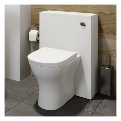 500mm Bathroom Toilet Concealed Cistern White Gloss Dual Flush Soft Close Seat