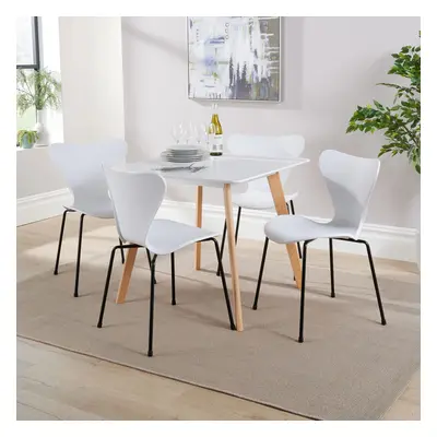 (White) Home Source Trinity Table and Penny Chairs Dining Set