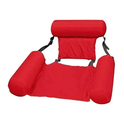 (Red) Water Lounge Chair Swimming Inflatable Foldable Floating Row Backrest Party Toy