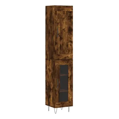 (smoked oak, glass door) vidaXL Highboard Sideboard Tall Storage Cabinet Side Cabinet Engineered