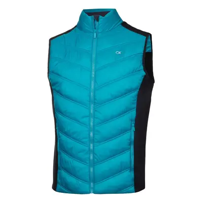 (M, Caribbean) Calvin Klein Mens Frontera Moisture Wicking Full Zip Hybrid Golf Gilet