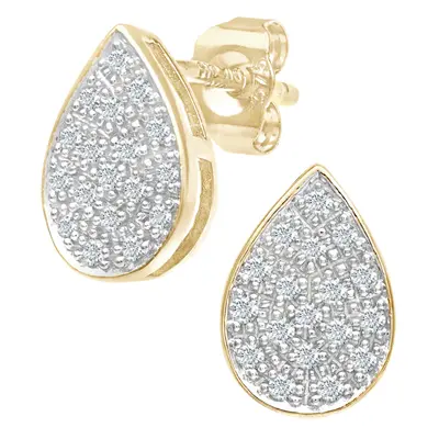 Jewelco London 9ct Yellow Gold Round 15pts Diamond Teardrop Stud Earrings - PE0AXL3593Y