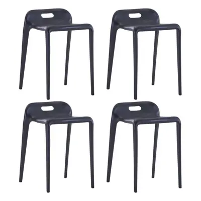 vidaXL 4x Stackable Stools Black Plastic Kitchen Dining Room Counter Seat