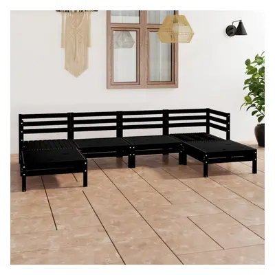 vidaXL Garden Lounge Set Outdoor Lounge Set Piece Black Solid Wood Pine