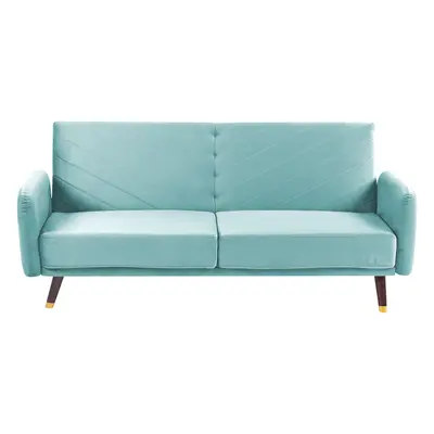 Velvet Fabric Sofa Bed Light Blue SENJA