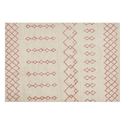 Cotton Area Rug x cm Beige and Pink BUXAR