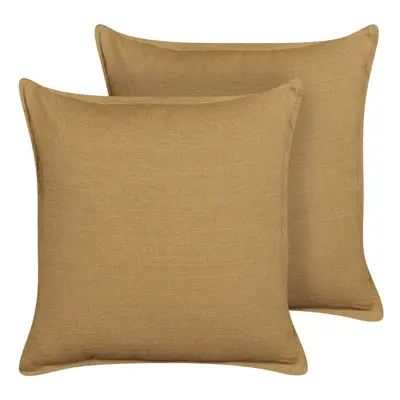 Set of Linen Cushions x cm Mustard Yellow SUBULATA