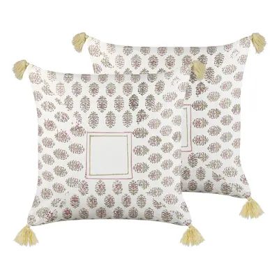 Set of Cushions SETOSA Geometric Pattern Cotton x cm Multicolour