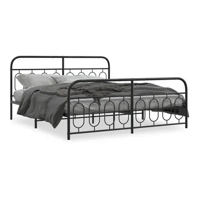 (black, x cm/ with headboard & footboard) vidaXL Metal Bed Frame with Headboard and Footboard Be