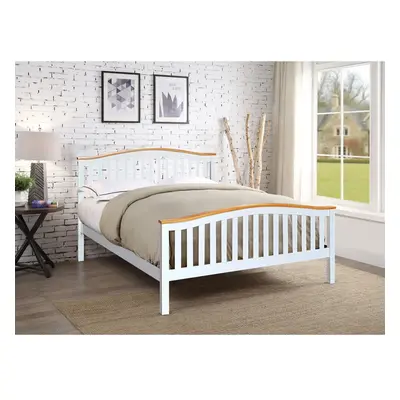 (King , White) 3ft 4ft6 5ft Solid Wooden Curved Bed Frame in Grey or White