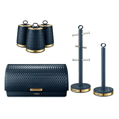 Tower Empire Kitchen Storage Set of in Midnight Blue/Brass