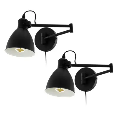 2 PACK Wall Flush Ceiling Light Colour Black Shade White Inner Moveable E27 10W