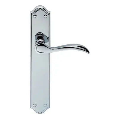 PAIR Curved Handle on Long Latch Backplate x 45mm Polished Chrome