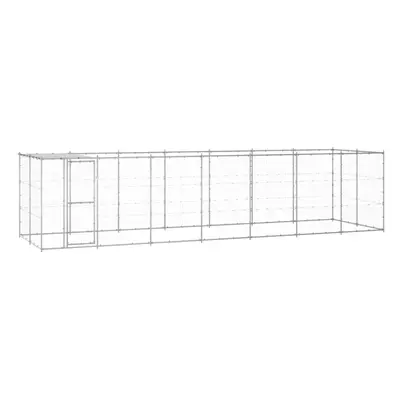 vidaXL Outdoor Dog Kennel Galvanised Steel with Roof 16.94 m? Patio Dog Cage