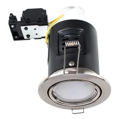 Pack of - Fire Rated Brushed Chrome Tiltable GU10 Recessed Ceiling Downlights