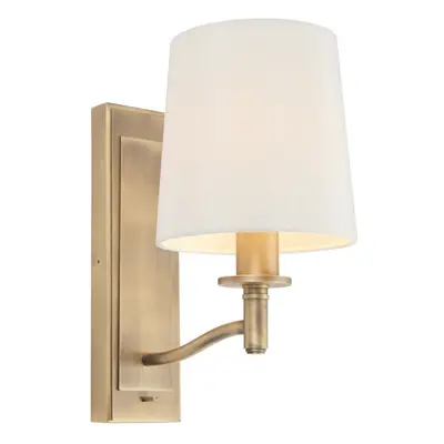 Dimmable LED Wall Light Antique Brass & White Shade Classic Vintage Lamp Fitting