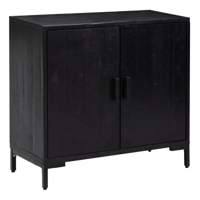 (black) vidaXL Solid Wood Pine Sideboard Recycled Cupboard Home Organiser Side Cabinet